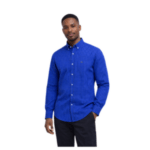 Blue Check Long Sleeve Button-Down Shirt for Men - Image 2