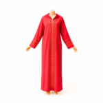Embroidered Red Hooded Abaya Dress