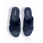 Black Cross Strap Slippers with White Sole - Image 2