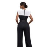 Chic Two Tone Wide Leg Jumpsuit with Belt - Image 2