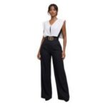 Chic Two Tone Wide Leg Jumpsuit with Belt