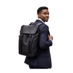 Black Leather Drawstring Backpack - Image 2